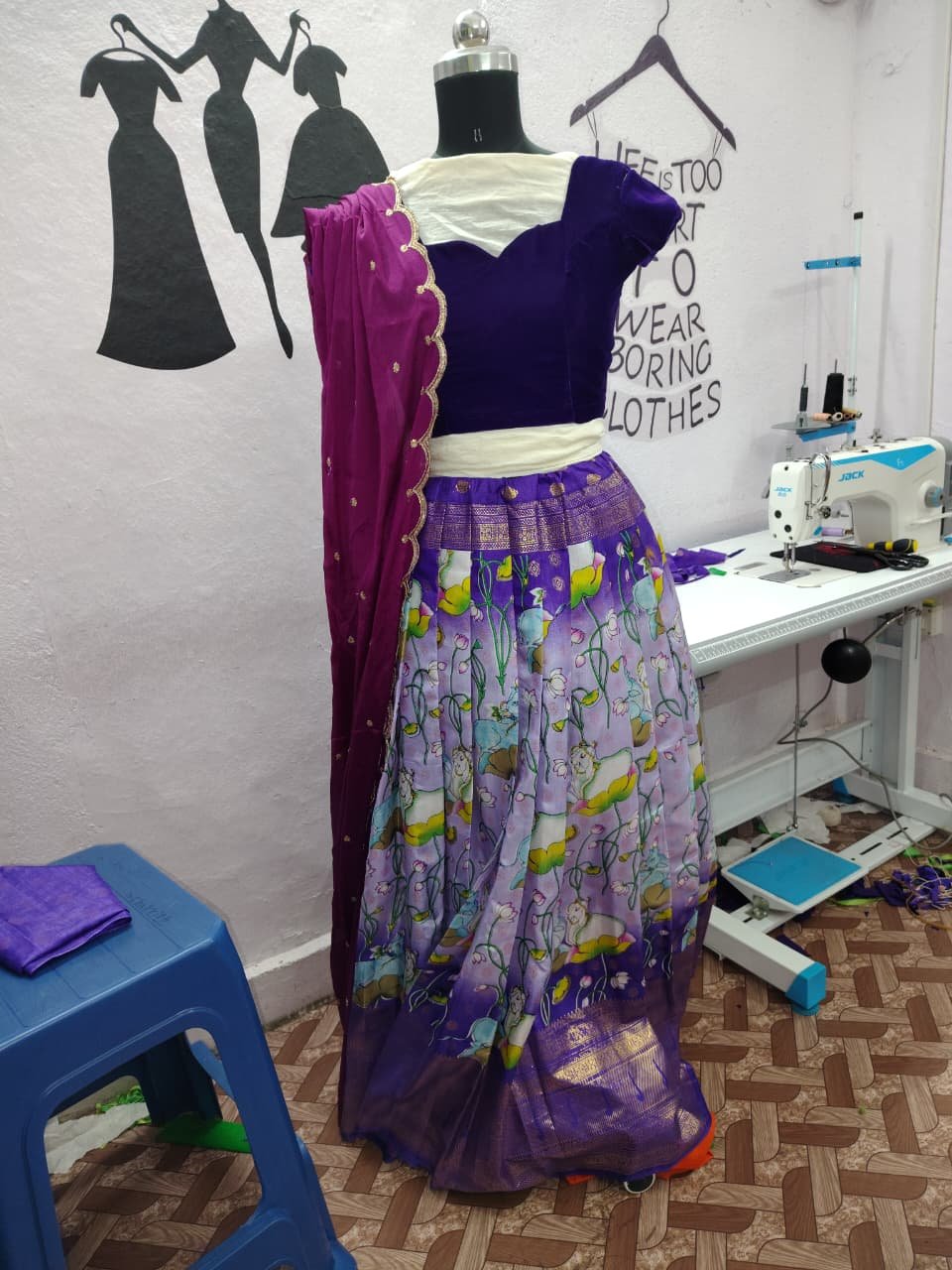 Bridal blouse finished with pearl and zari trim